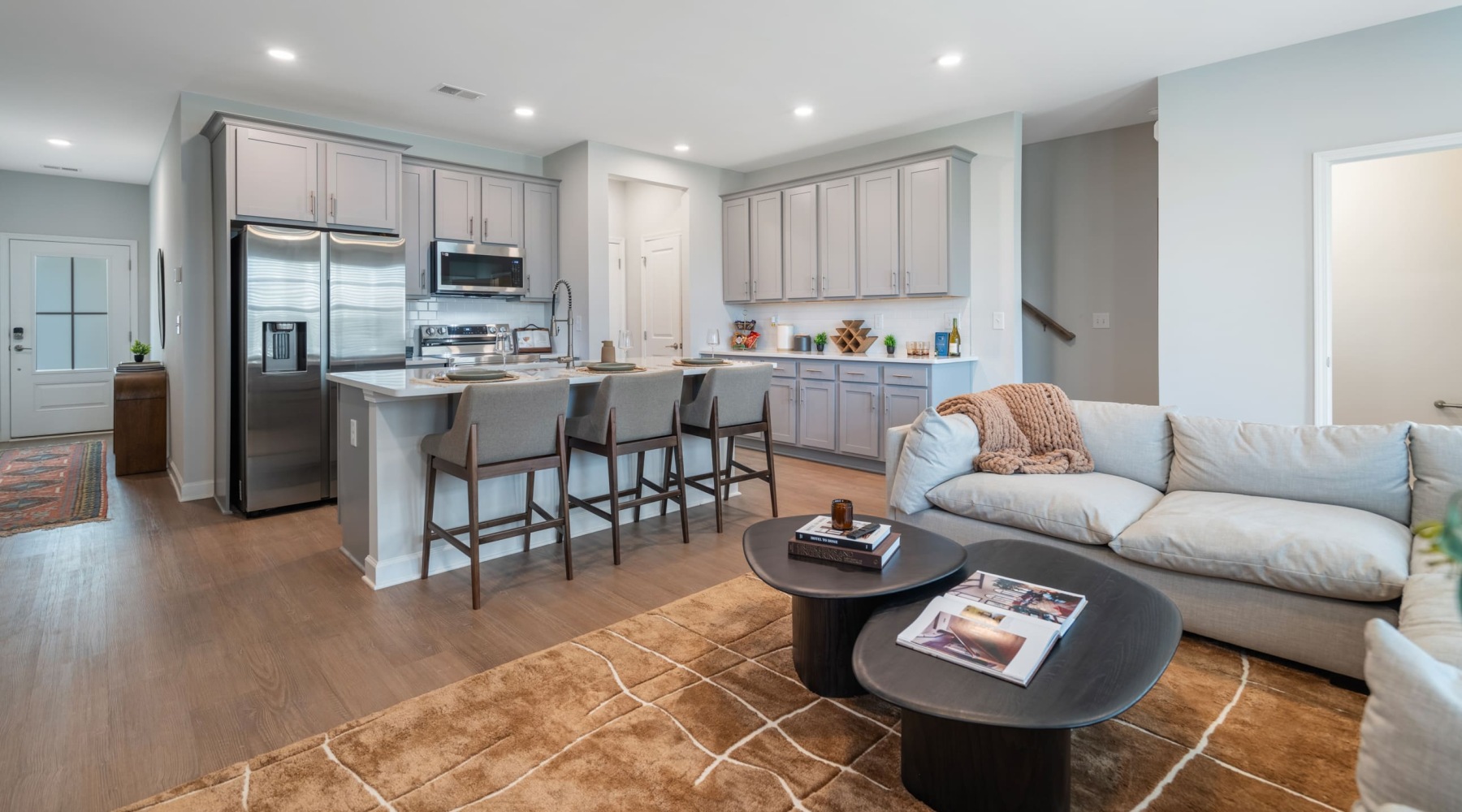 living area with bright lighting