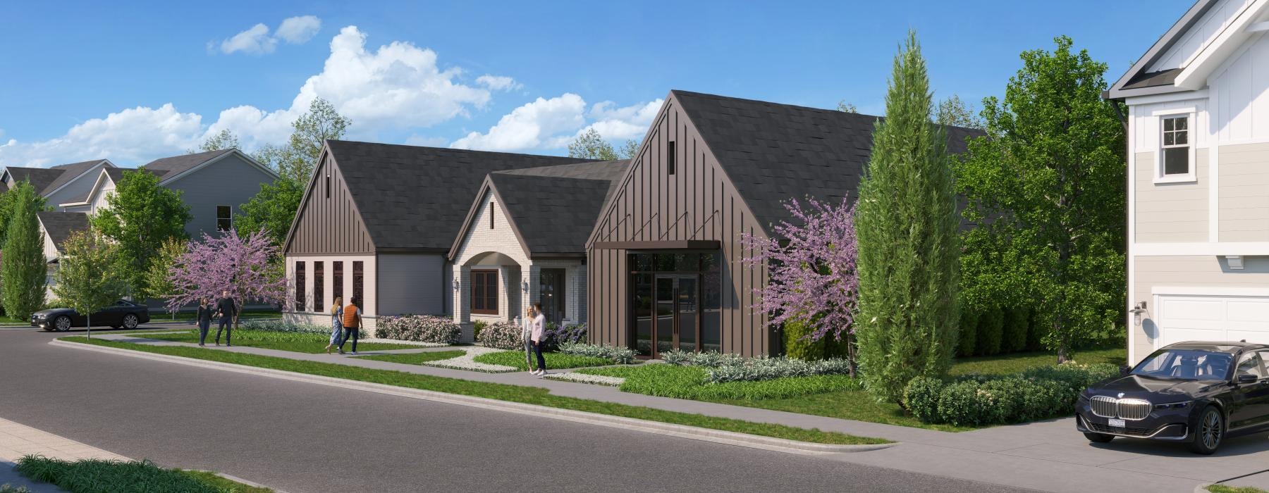 a house with a driveway and a car parked in front of it
